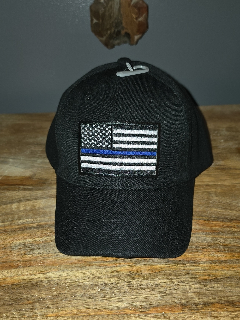 Black Thin Blue Line Flag Snap Back Baseball Cap